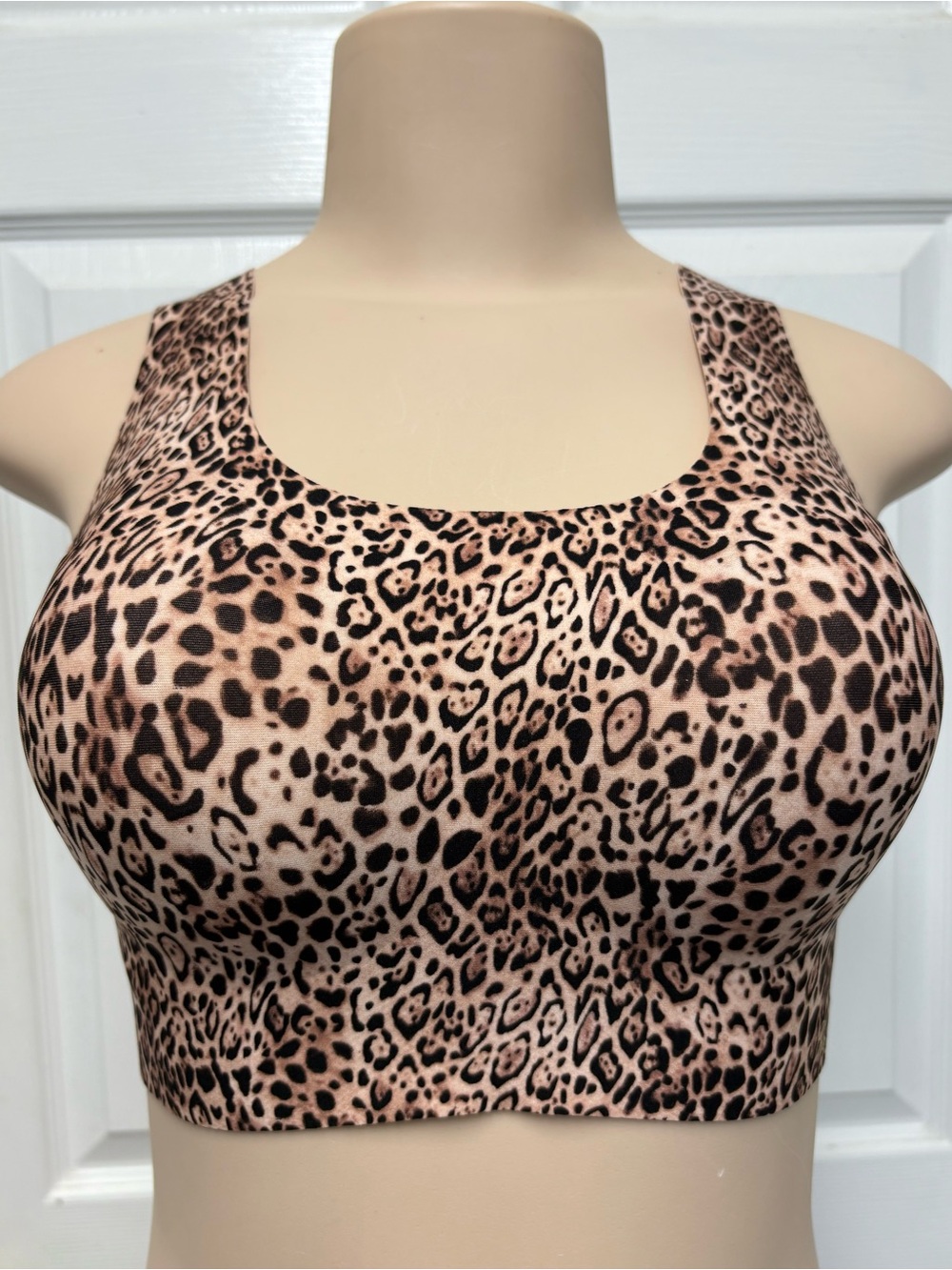 Victoria's Secret Heavenly Soft Crop Bra XS/M Pink Leopard Wireless Lounge NWT